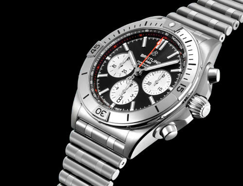 Breitling Chronomat B01 42mm Black Dial Silver Steel Strap Watch for Men - AB0134101B1A1 Buy Now By Breitling