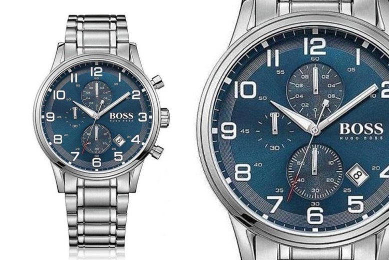 Hugo Boss Aeroliner Blue Dial Silver Steel Strap Watch for Men - 1513183 Buy Now By Hugo Boss