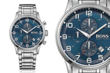 Hugo Boss Aeroliner Blue Dial Silver Steel Strap Watch for Men - 1513183 Buy Now By Hugo Boss