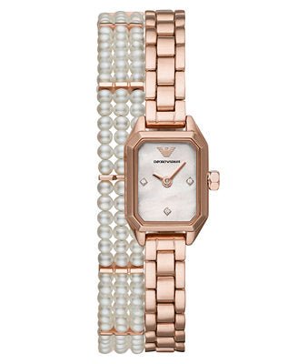 Emporio Armani Giola White Mother of Pearl Dial Rose Gold Steel Strap Watch For Women - AR11147 Buy Now By Emporio Armani