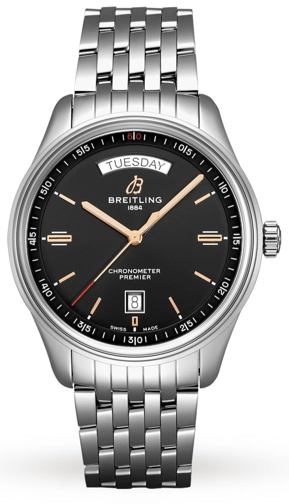 Breitling Premier Automatic 40mm Day & Date Black Dial Silver Steel Strap Mens Watch - A45340241B1A1 Buy Now By Breitling
