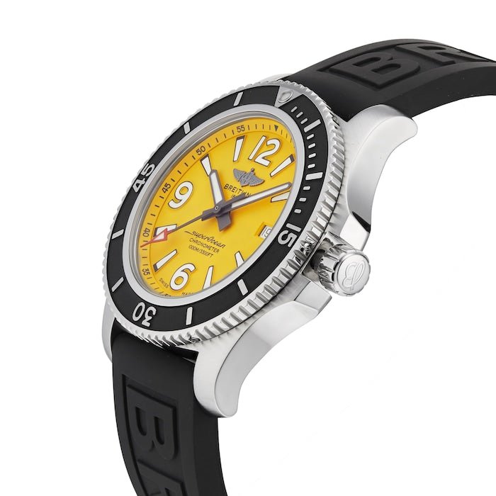 Breitling Superocean Automatic 44mm Yellow Dial Black Rubber Strap Watch for Men - A17367021I1S1 Buy Now By Breitling