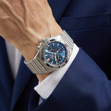 Breitling Chronomat B01 42mm Blue Dial Silver Steel Strap Watch for Men - AB0134101C1A1 Buy Now By Breitling