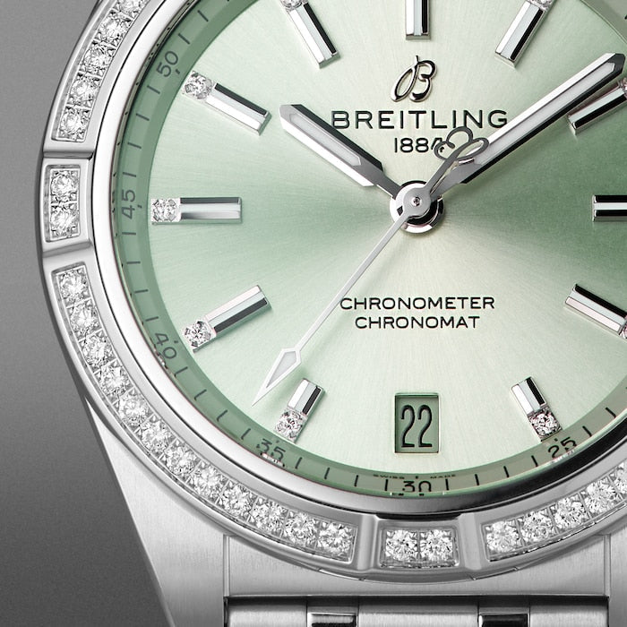 Breitling Chronomat Automatic 36 Diamonds Green Dial Two Tone Steel Strap Watch for Women - A10380591L1A1 Buy Now By Breitling