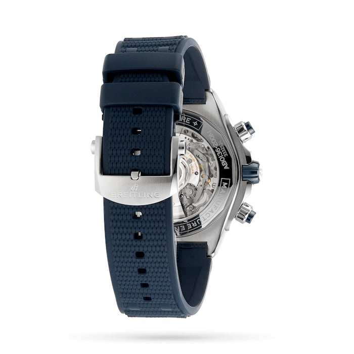 Breitling Super Chronomat B01 44 Blue Dial Blue Rubber Strap Watch for Men - AB0136161C1S1 Buy Now By Breitling