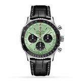 Breitling Navitimer B01 Chronograph 43 Green Dial Black Leather Strap Watch for Men - AB0138241L1P1 Buy Now By Breitling
