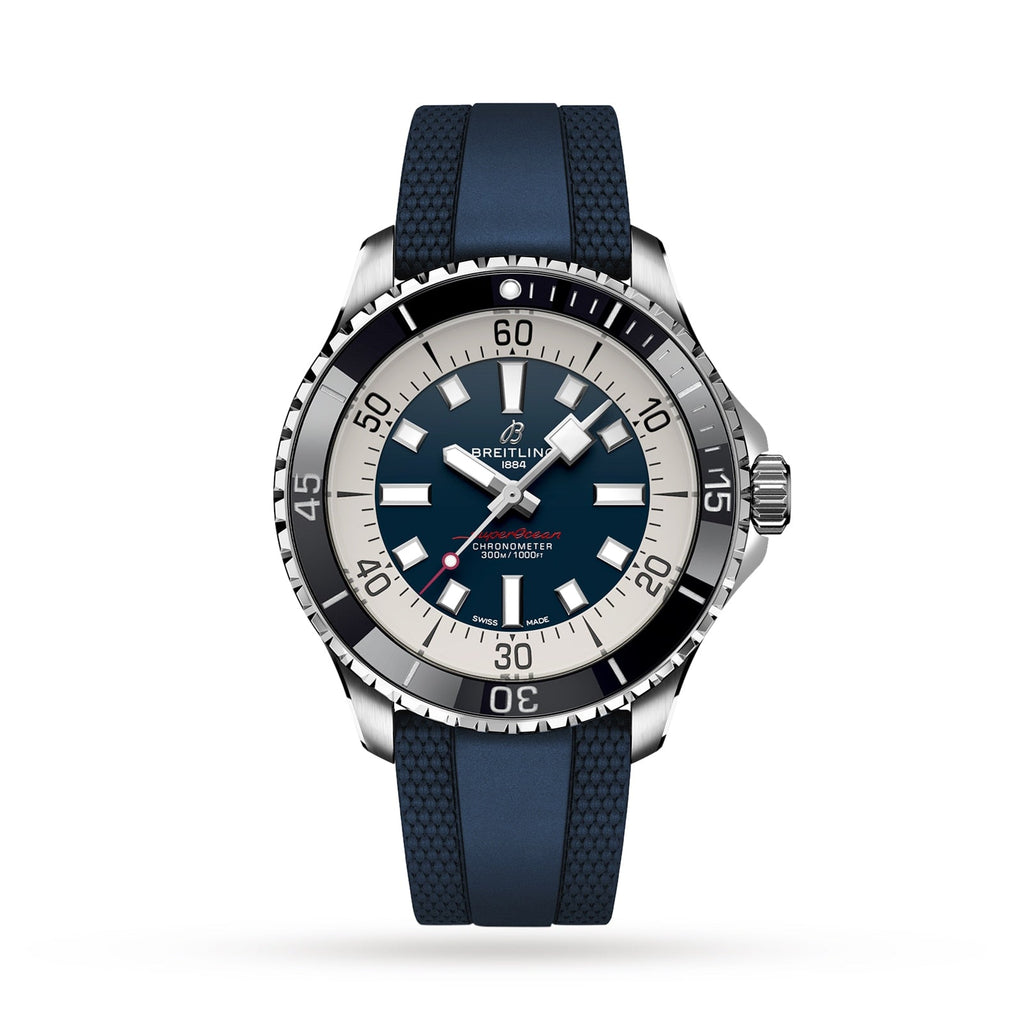 Breitling Superocean Automatic 44 Blue Dial Blue Rubber Strap Watch for Men - A17376211C1S1 Buy Now By Breitling