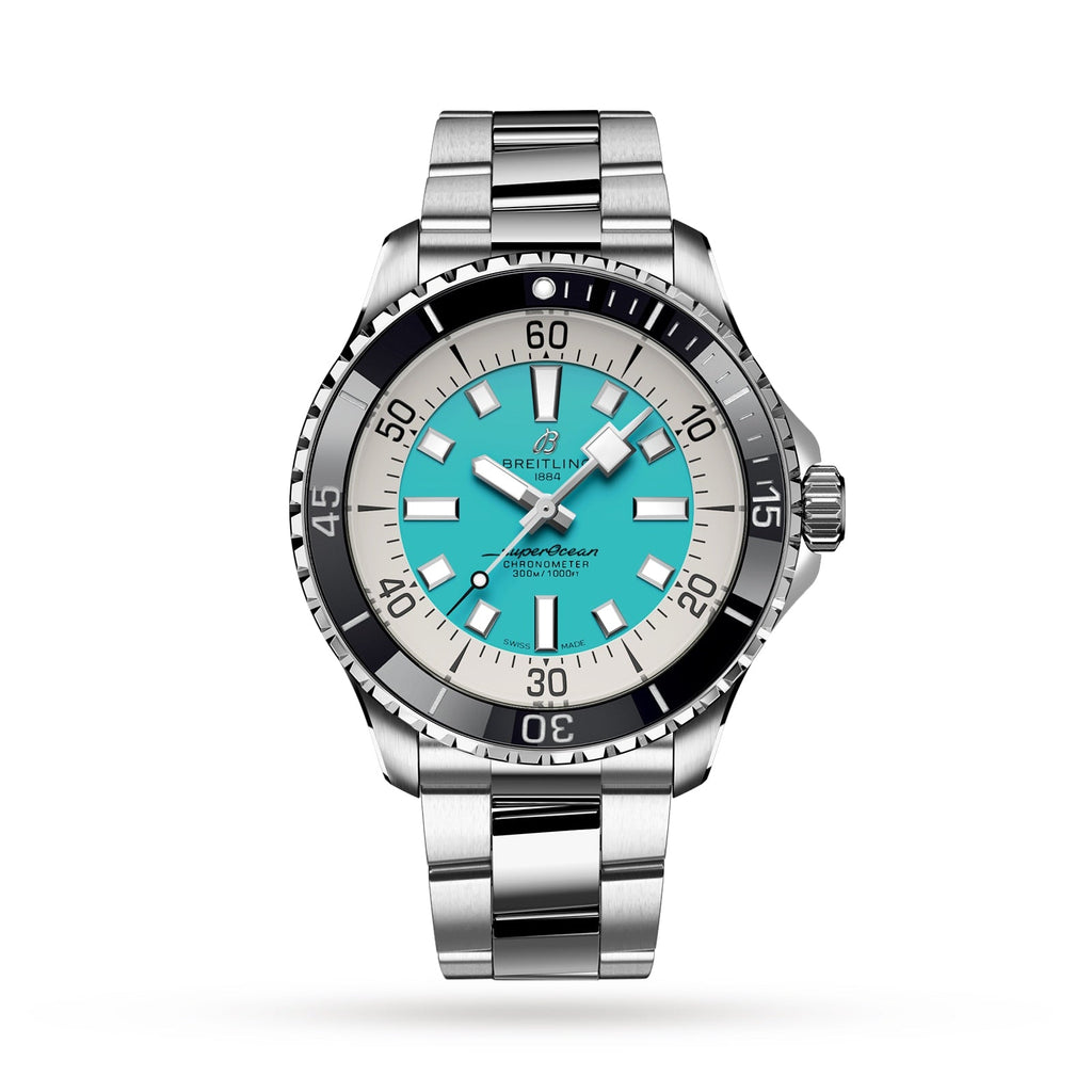Breitling Superocean Automatic 44mm Turquoise Dial Silver Steel Strap Watch for Men - A17376211L2A1 Buy Now By Breitling