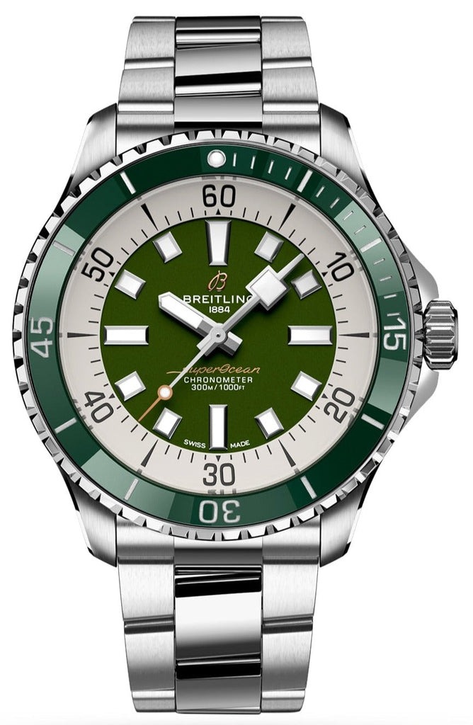 Breitling Superocean Automatic 44mm Navy Green Dial Green Rubber Strap Watch for Men - A17376A31L1A1 Buy Now By Breitling