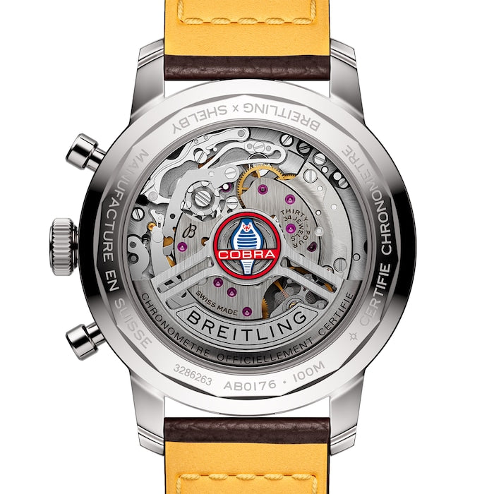 Breitling Top Time B01 Shelby Cobra Blue Dial Brown Leather Strap Watch for Men - AB01763A1C1X1 Buy Now By Breitling