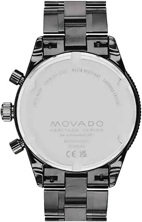 Movado Heritage Calendoplan Chronograph Black Dial Black Steel Strap Watch For Men - 3650125 Buy Now By Movado