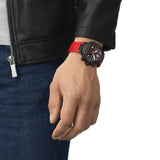 Tissot T Race Chronograph Black Dial Red Rubber Strap Watch For Men - T141.417.37.057.01 Buy Now By Tissot