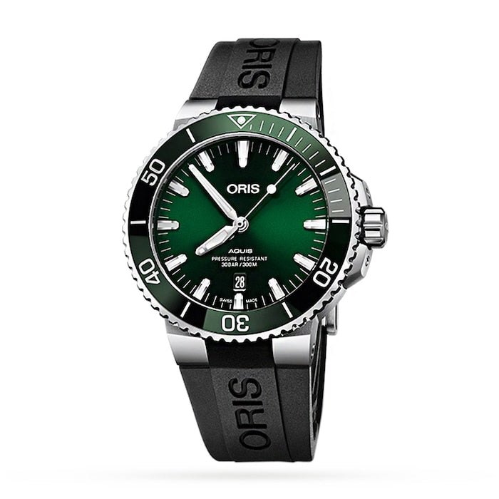 Oris Aquis Date Green Dial Black Rubber Strap Watch for Men - 0173377304157-0742464EB Buy Now By Oris