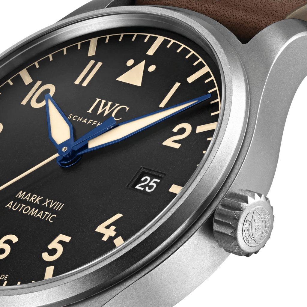 IWC Pilot's Watch Mark XVIII 40mm Black Dial Brown Leather Strap Watch for Men - IW327006 Buy Now By IWC