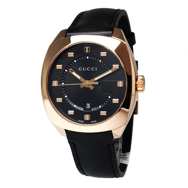 Gucci GG2570 Quartz Black Dial Black Leather Strap Watch For Men - YA142309 Buy Now By Gucci