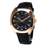 Gucci GG2570 Quartz Black Dial Black Leather Strap Watch For Men - YA142309 Buy Now By Gucci