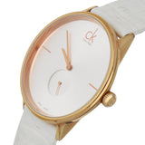 Calvin Klein Accent Silver Dial White Leather Strap Watch for Women - K2Y216K6 Buy Now By Calvin Klein