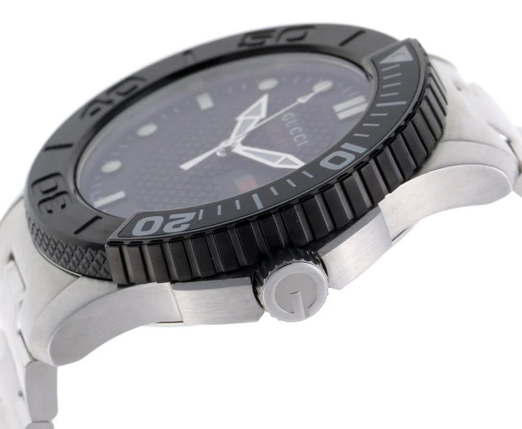 Gucci G Timeless Black Dial Silver Steel Strap Watch For Men - YA126249 Buy Now By Gucci