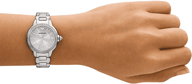 Emporio Armani Mia Three Crystals Silver Dial Silver Steel Strap Watch For Women - AR11632 Buy Now By Emporio Armani