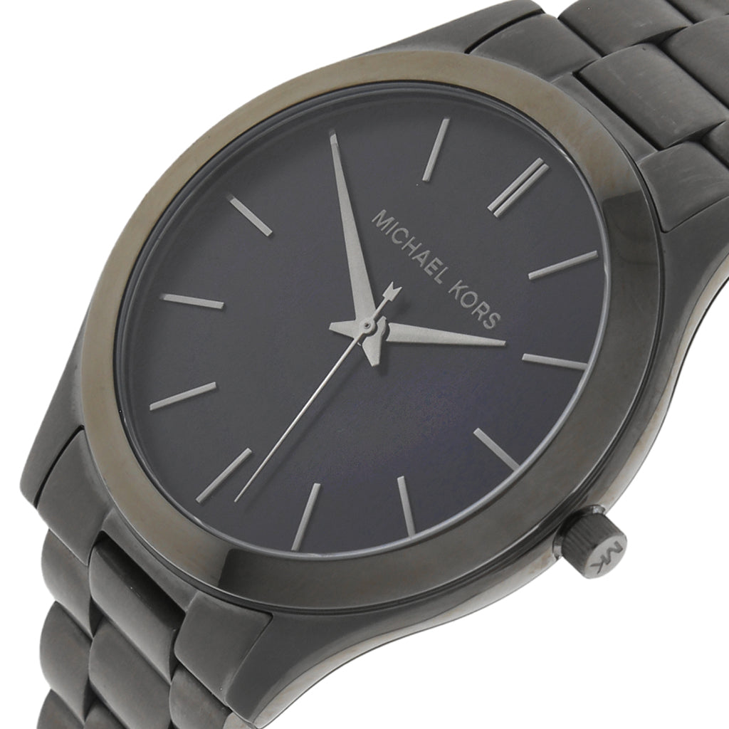 Michael Kors Slim Runway Blue Dial Grey Steel Strap Watch For Men - MK8584 Buy Now By Michael Kors