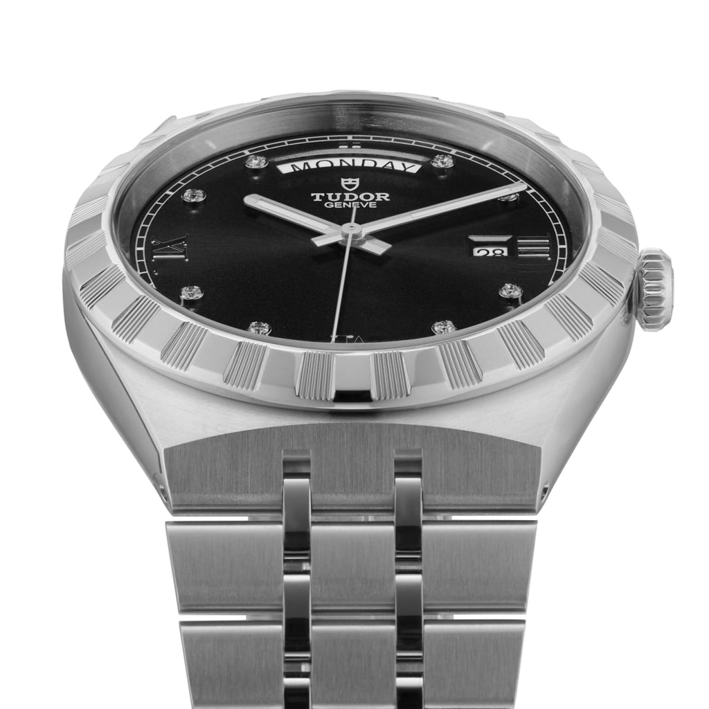 Tudor Royal Automatic Diamonds Black Dial Silver Steel Strap Watch for Men - M28600-0004 Buy Now By Tudor