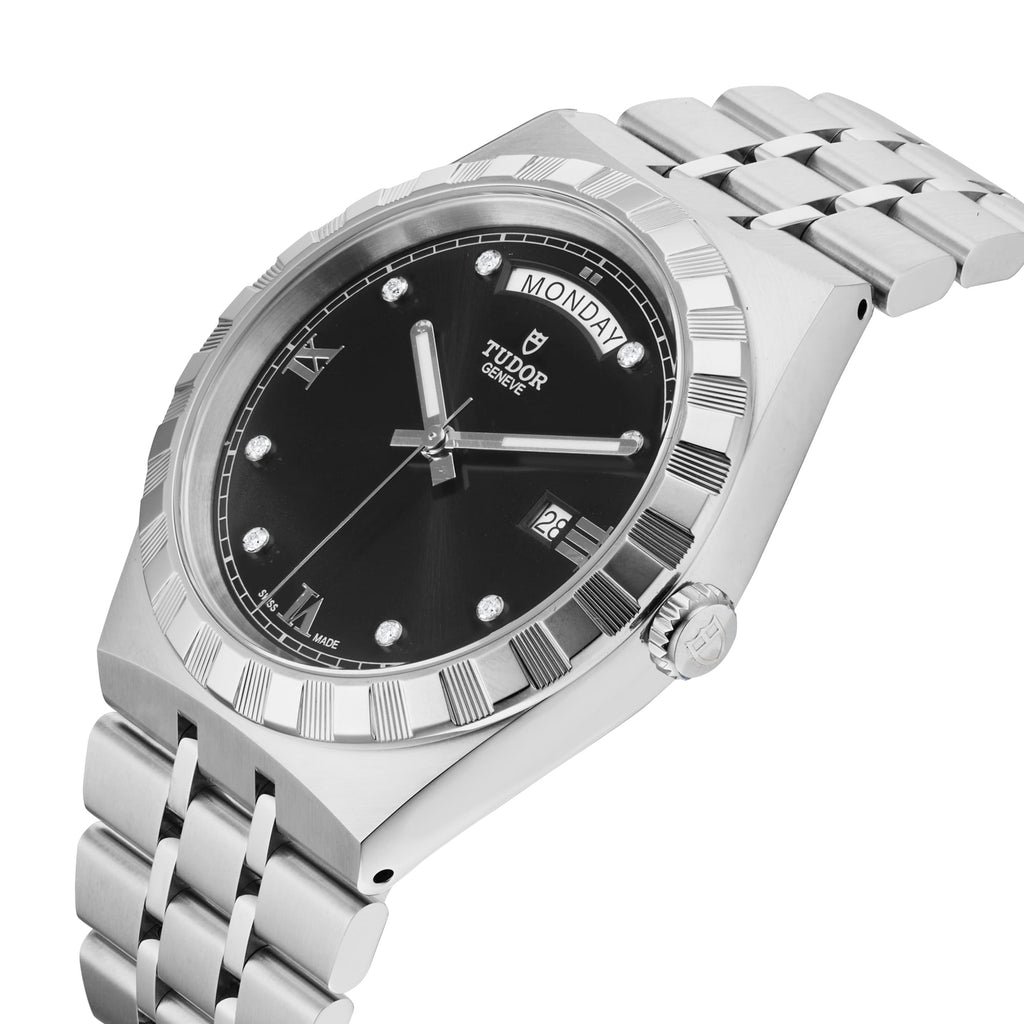Tudor Royal Automatic Diamonds Black Dial Silver Steel Strap Watch for Men - M28600-0004 Buy Now By Tudor