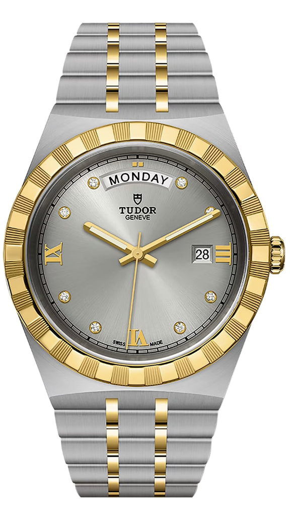 Tudor Royal Diamonds Automatic Grey Dial Two Tone Steel Strap Watch for Men - M28603-0002 Buy Now By Tudor