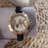 Michael Kors Slim Runway Quartz Gold Dial Black Leather Strap Watch For Women - MK2392 Buy Now By Michael Kors