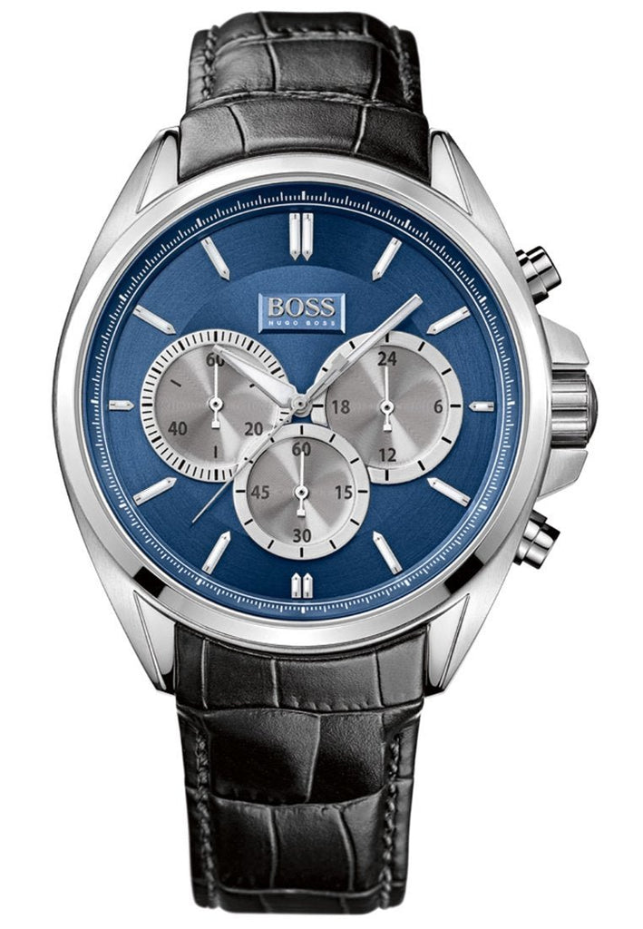 Hugo Boss Driver Blue Dial Black Leather Strap Watch for Men - 1512882 Buy Now By Hugo Boss