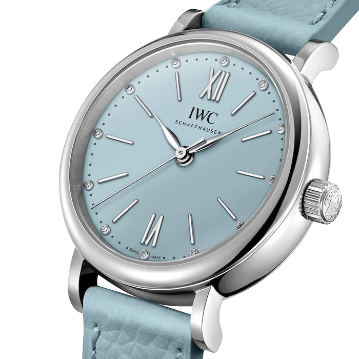 IWC Portofino Automatic Blue Dial Blue Leather Strap Watch for Women - IW357416 Buy Now By IWC