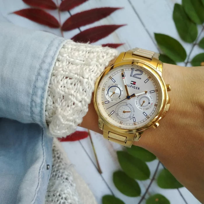 Tommy Hilfiger Claudia White Dial Gold Steel Strap Watch for Women - 1781742 Buy Now By Tommy Hilfiger