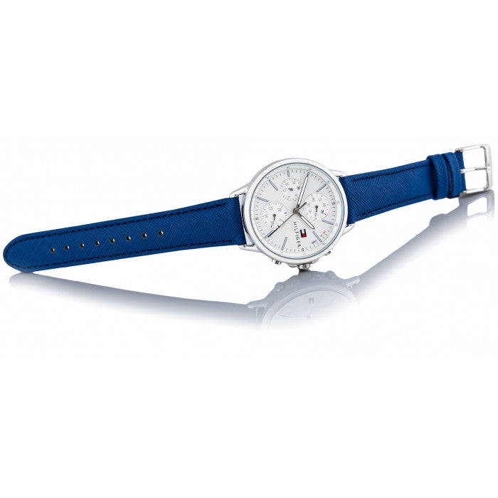 Tommy Hilfiger Carly Silver Dial Blue Leather Strap Watch for Women - 1781791 Buy Now By Tommy Hilfiger
