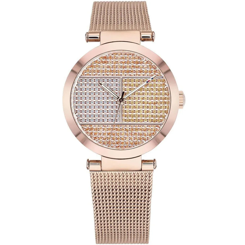 Tommy Hilfiger Lynn Crystals Rose Gold Dial Rose Gold Mesh Strap Watch For Women - 1781868 Buy Now By Tommy Hilfiger