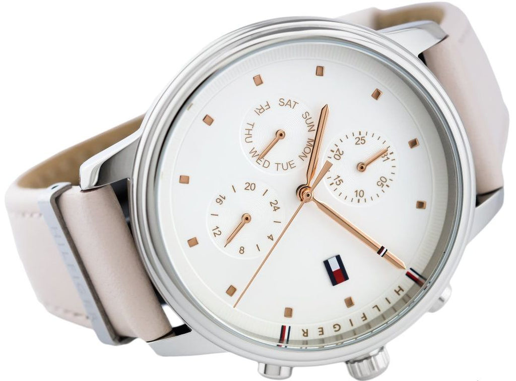 Tommy Hilfiger Blake Chronograph Silver Dial Pink Leather Strap Watch For Women - 1781906 Buy Now By Tommy Hilfiger