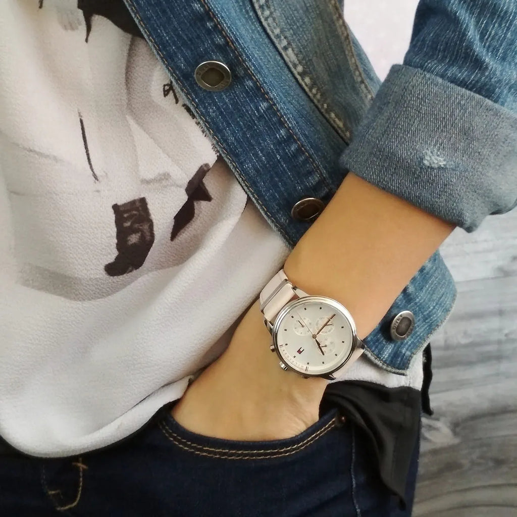 Tommy Hilfiger Blake Chronograph Silver Dial Pink Leather Strap Watch For Women - 1781906 Buy Now By Tommy Hilfiger