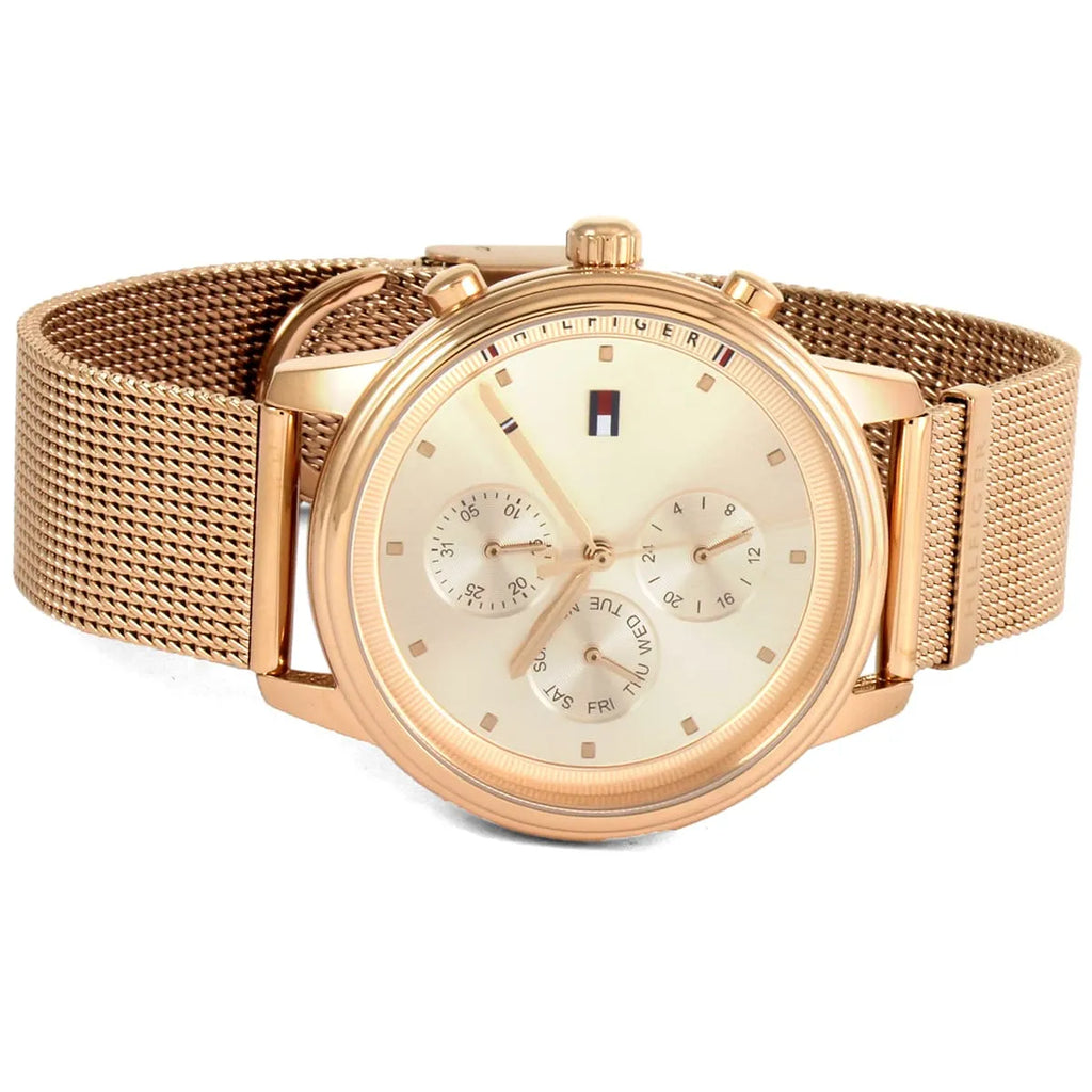 Tommy Hilfiger Blake Chronograph Rose Gold Dial Rose Gold Mesh Bracelet Watch For Women - 1781907 Buy Now By Tommy Hilfiger