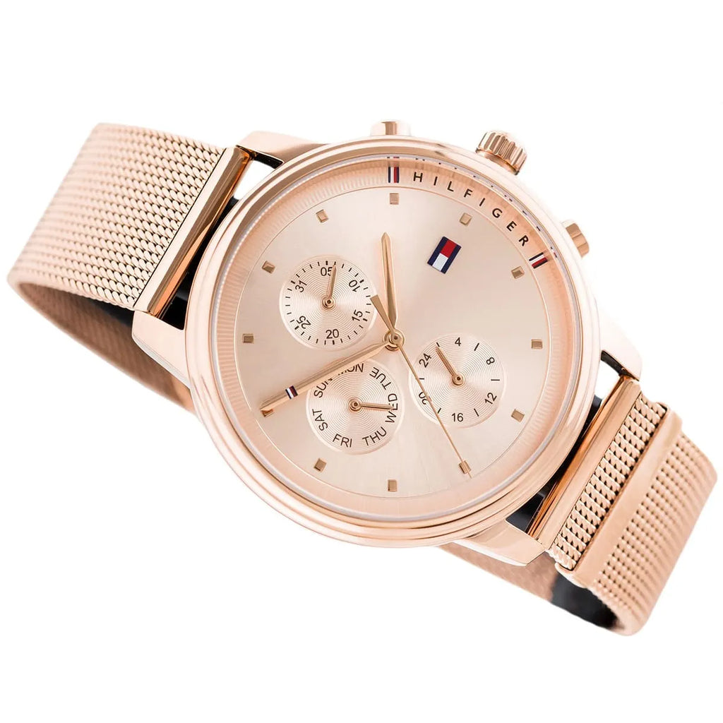 Tommy Hilfiger Blake Chronograph Rose Gold Dial Rose Gold Mesh Bracelet Watch For Women - 1781907 Buy Now By Tommy Hilfiger
