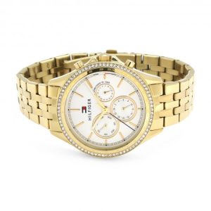 Tommy Hilfiger Ari Multifunction Diamonds Silver Dial Gold Steel Strap Watch for Women - 1781977 Buy Now By Tommy Hilfiger