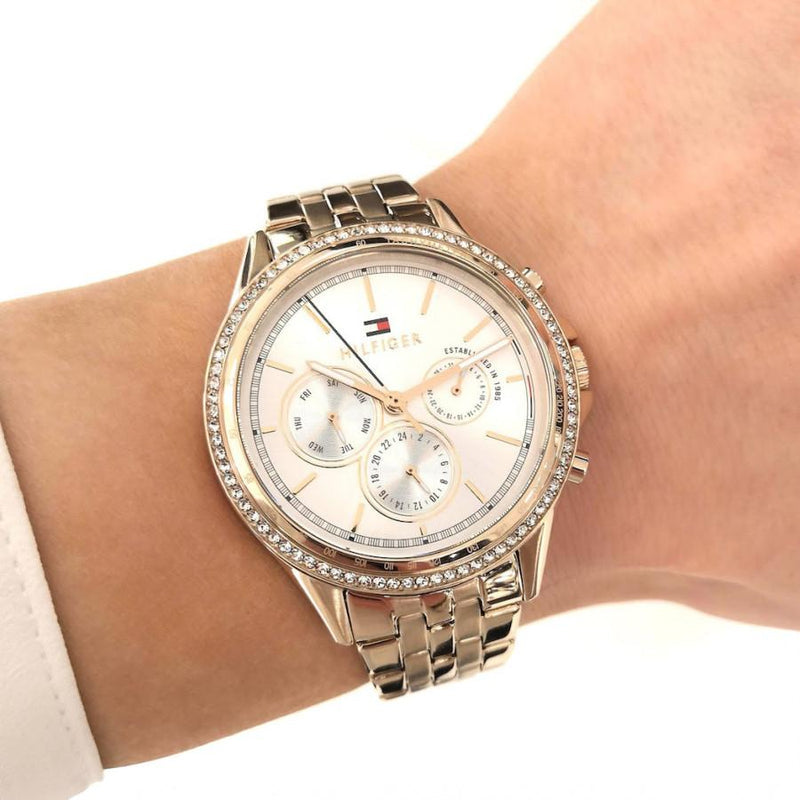 Tommy Hilfiger Ari Diamonds Silver Dial Rose Gold Steel Strap Watch for Women - 1781978 Buy Now By Tommy Hilfiger