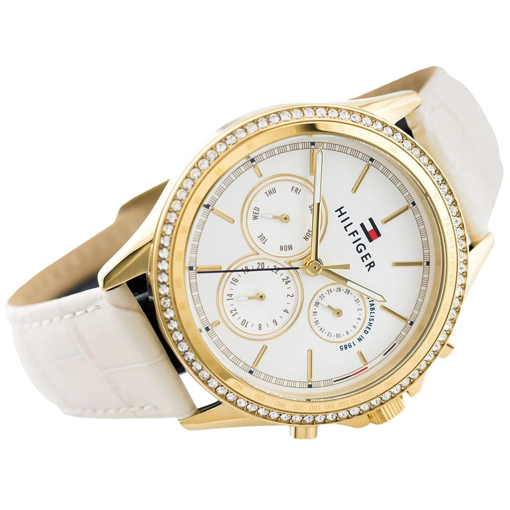 Tommy Hilfiger Ari Diamonds White Dial Cream Leather Strap Watch for Women - 1781982 Buy Now By Tommy Hilfiger