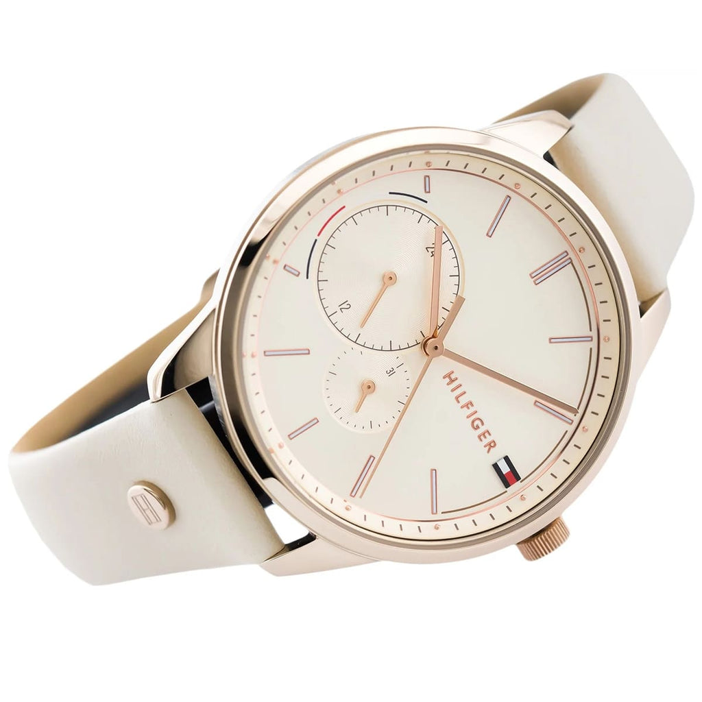 Tommy Hilfiger Brooke Quartz White Dial Cream Leather Strap Watch for Women - 1782022 Buy Now By Tommy Hilfiger