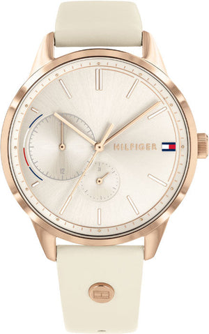 Tommy Hilfiger Brooke Quartz White Dial Cream Leather Strap Watch for Women - 1782022 Buy Now By Tommy Hilfiger