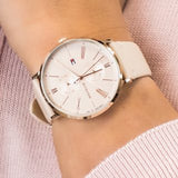 Tommy Hilfiger Jenna Analog Pink Dial Pink Leather Strap Watch for Women - 1782071 Buy Now By Tommy Hilfiger