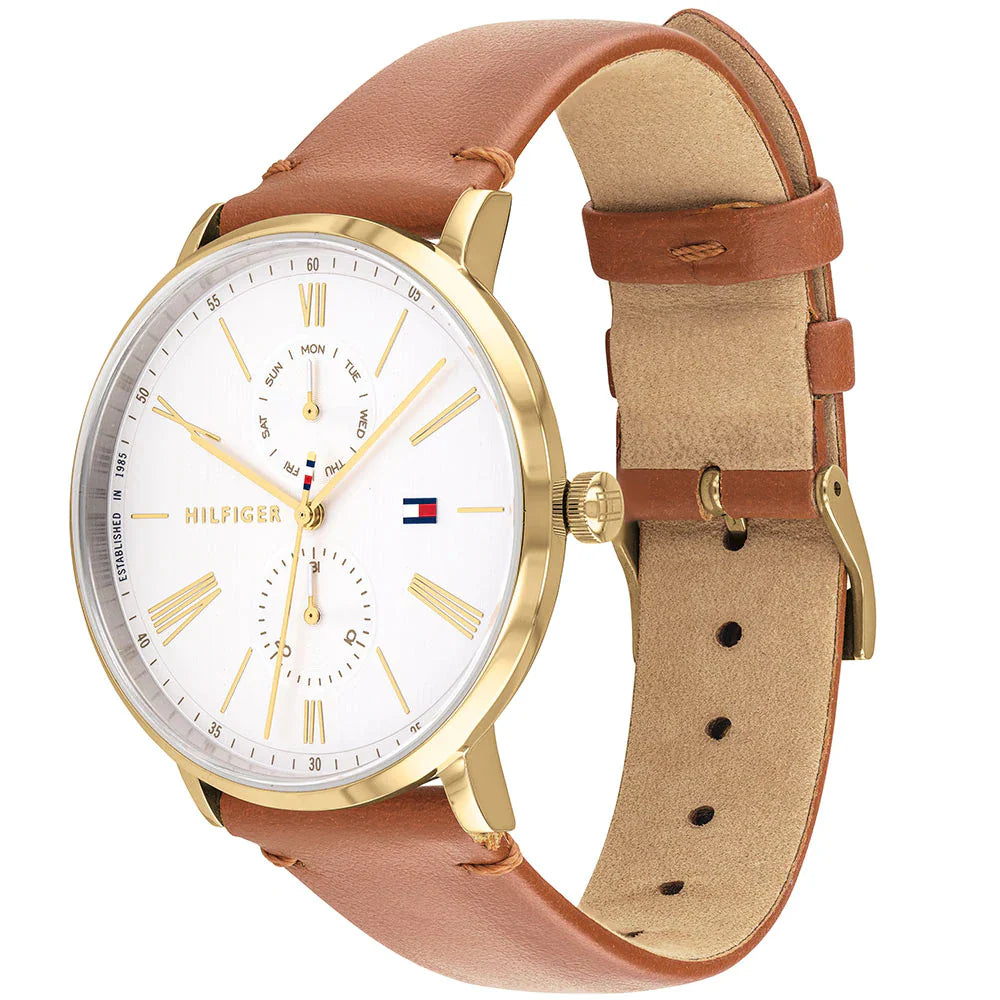 Tommy Hilfiger Jenna Quartz White Dial Brown Leather Strap Watch for Women - 1782073 Buy Now By Tommy Hilfiger