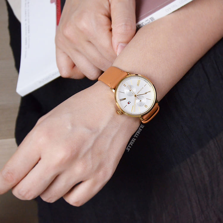 Tommy Hilfiger Jenna Quartz White Dial Brown Leather Strap Watch for Women - 1782073 Buy Now By Tommy Hilfiger