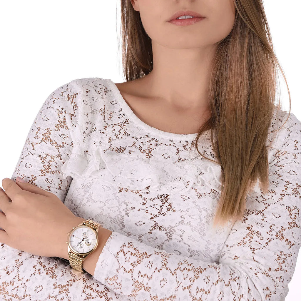 Tommy Hilfiger Whitney Chronograph Quartz Mother of Pearl White Dial Gold Steel Strap Watch For Women - 1782121 Buy Now By Tommy Hilfiger