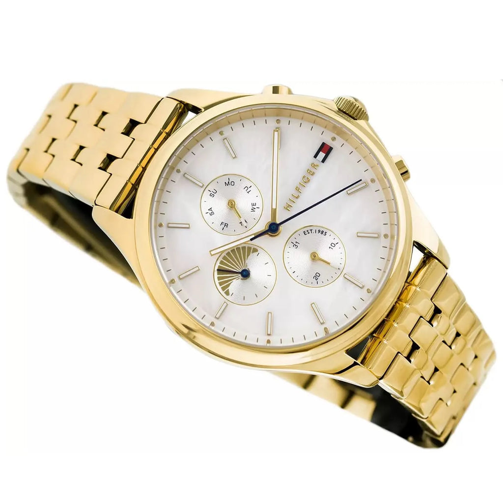 Tommy Hilfiger Whitney Chronograph Quartz Mother of Pearl White Dial Gold Steel Strap Watch For Women - 1782121 Buy Now By Tommy Hilfiger