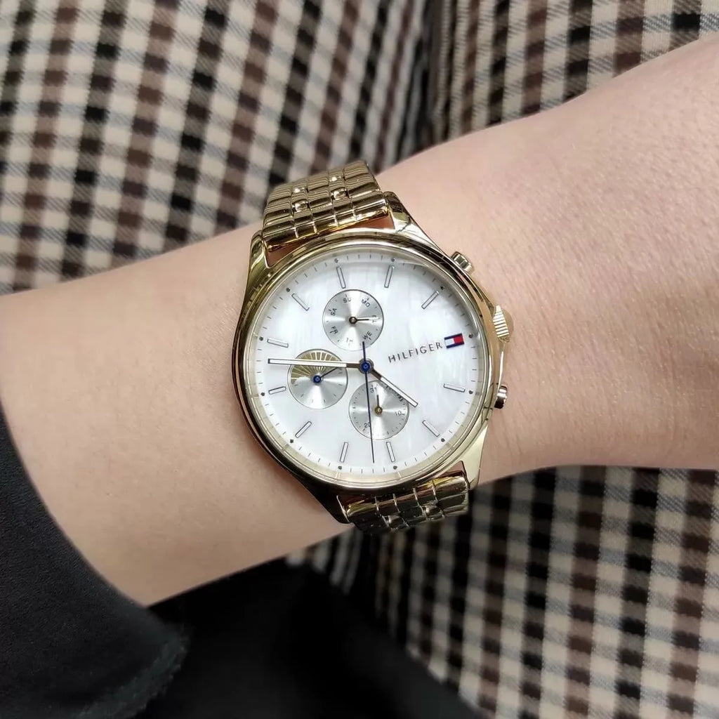 Tommy Hilfiger Whitney Chronograph Quartz Mother of Pearl White Dial Gold Steel Strap Watch For Women - 1782121 Buy Now By Tommy Hilfiger