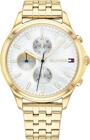 Tommy Hilfiger Whitney Chronograph Quartz Mother of Pearl White Dial Gold Steel Strap Watch For Women - 1782121 Buy Now By Tommy Hilfiger