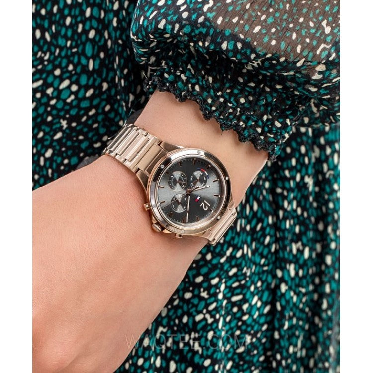 Tommy Hilfiger Eve Chronograph Quartz Grey Dial Rose Gold Steel Strap Watch For Women - 1782277 Buy Now By Tommy Hilfiger